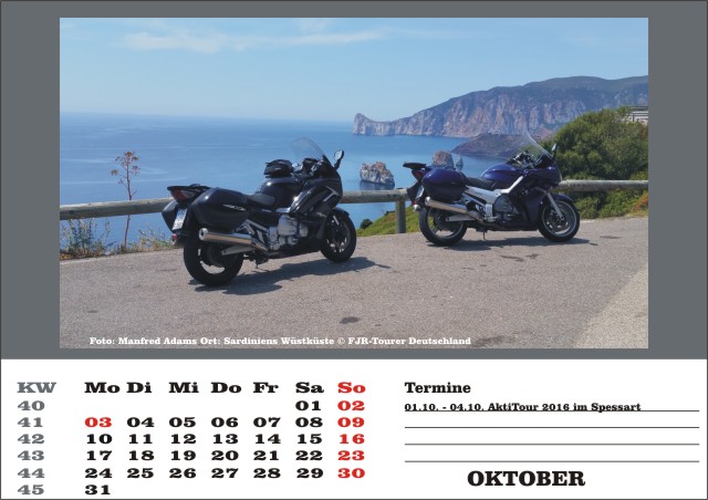 Kalender 2016 Oktober